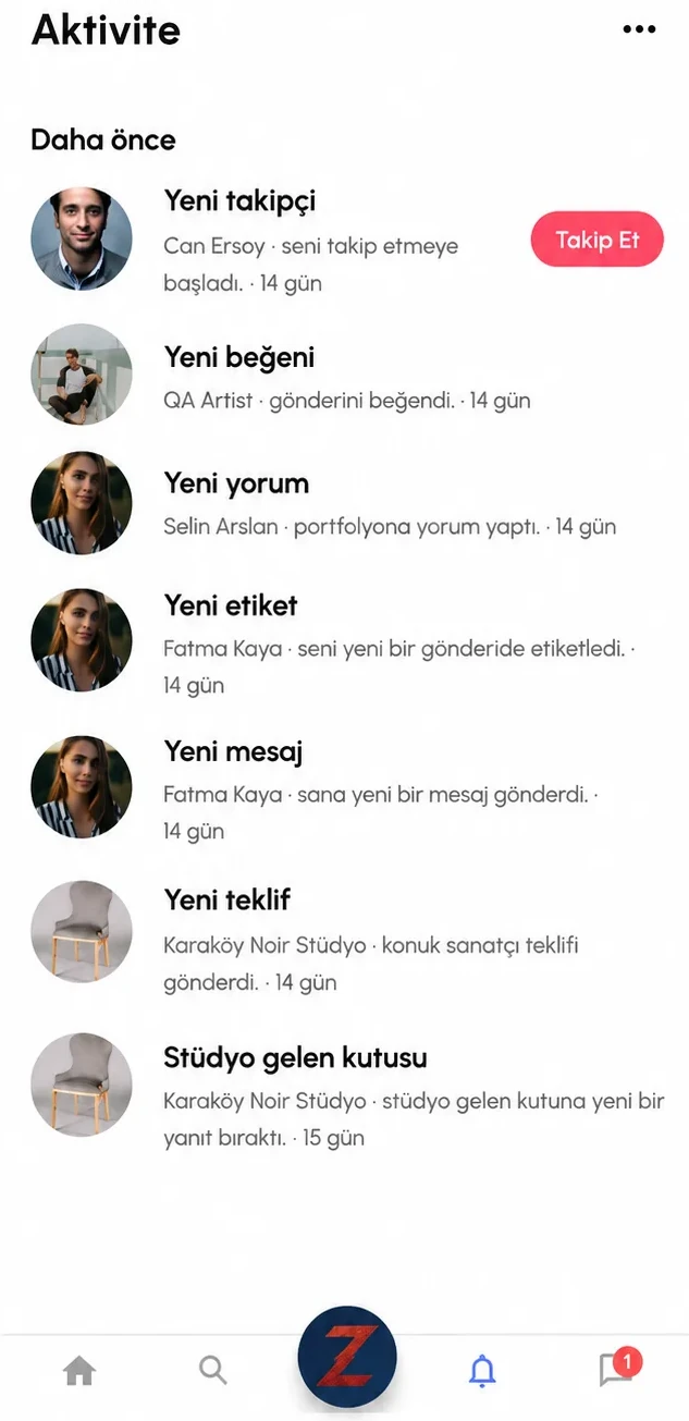 Inkz aktivite ekranı.